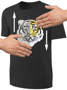 Kinder Wendepailletten T-Shirt Tiger - Streichel Shirt - Schwarz
