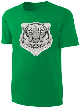 Kinder Wendepailletten T-Shirt Tiger - Streichel Shirt - Grün