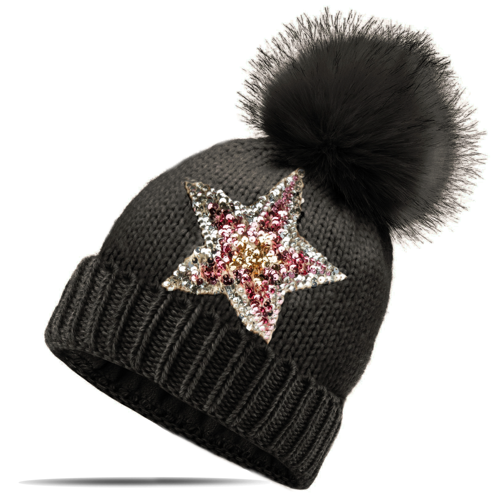 StyleBREAKER Beanie Beanie Mit USA Pailletten Stern (1-St), In Der - Foto 3