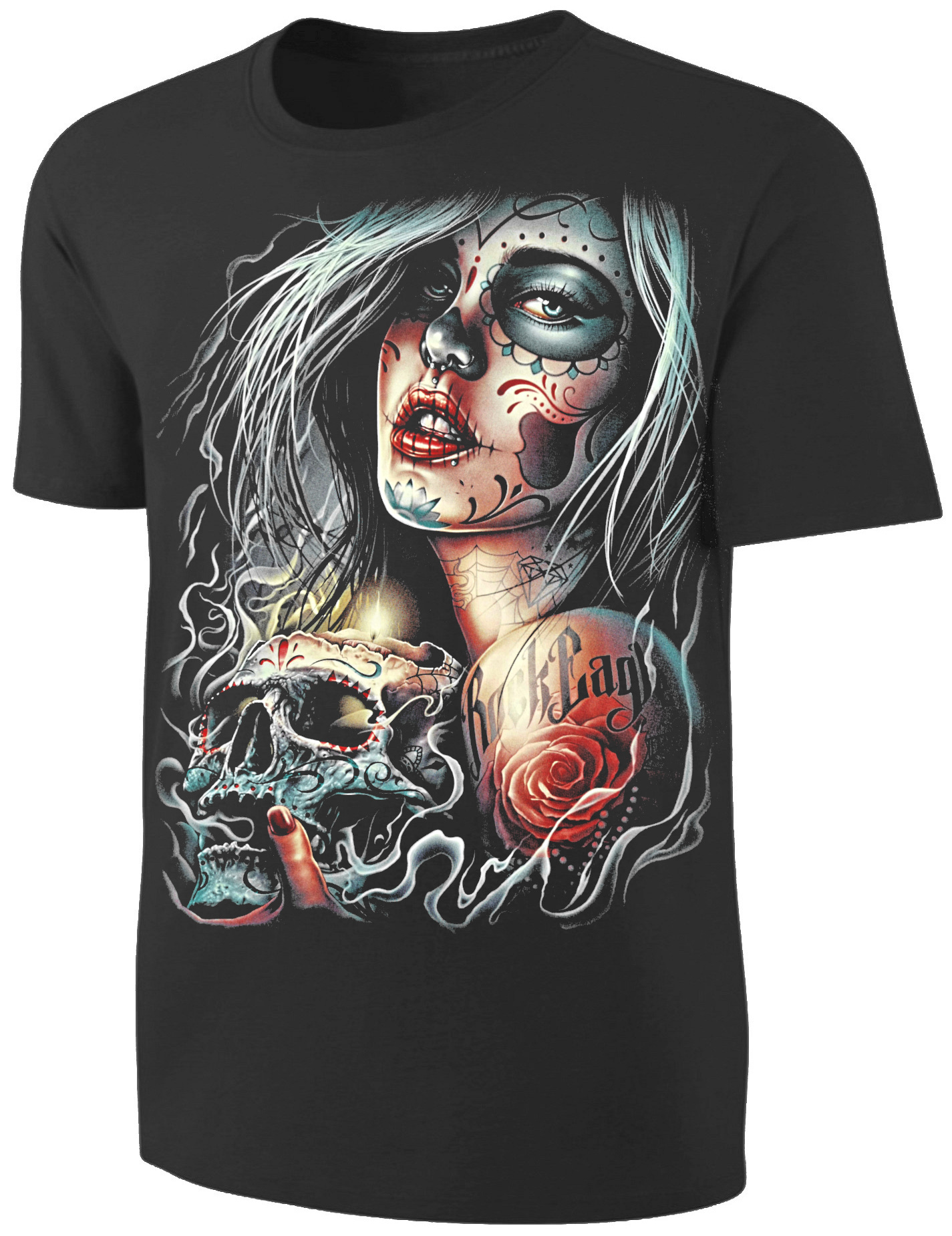 Neverless Herren T-Shirt Mit Sugar Skull Print – Dia De Los Muertos Design, Slim Fit Aus Weicher Baumwolle