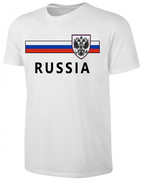 Russland T-Shirt Fußball WM EM Fan Shirt Weiß