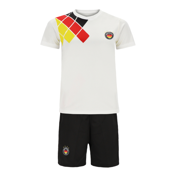 Deutschland Kinder Sport Trikot Set - Fußball WM EM Fan Zweiteiler - Weiß Schwarz