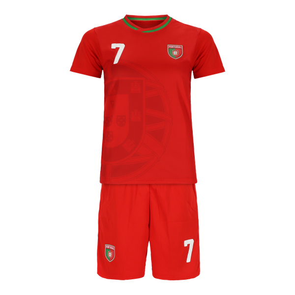 Portugal Kinder Sport Trikot Set - Fußball WM EM Fan Zweiteiler - Rot