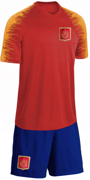 Spanien Trikot Set Kinder Fußball WM EM Fan Zweiteiler Rot Blau