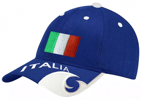 Italien Schildmütze Fußball Fan Basecap Blau Weiss Schwarz