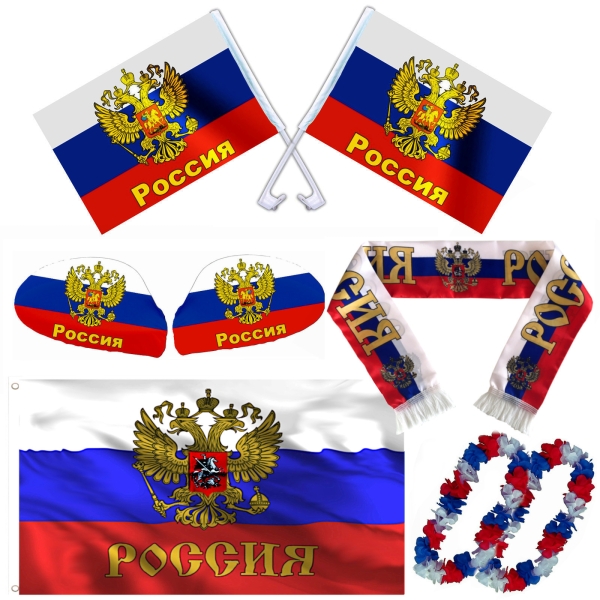Russland Fan Artikel Set Fußball Fan Accessoires 8 tlg.