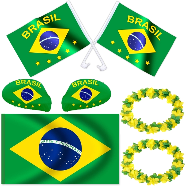 Brasilien Fan Artikel Set Fußball Fan Accessoires 7 Teile