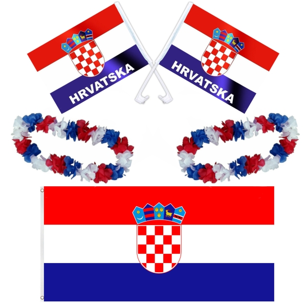 Kroatien Fan Artikel Set Fußball Fan Accessoires 5 Teile