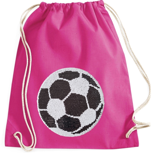 Kinder Turnbeutel Wendepailletten Fußball Sportbeutel Sportsack Turnsack Gymbag Gymsack Pink