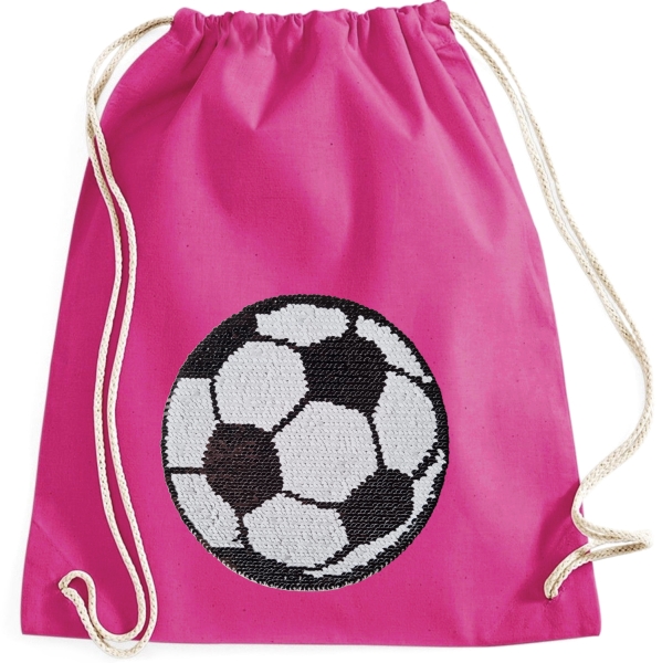 Kinder Turnbeutel Wendepailletten Fußball Sportbeutel Sportsack Turnsack Gymbag Gymsack Pink