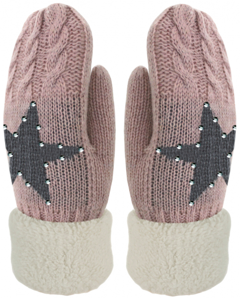 Kinder Handschuhe Fäustlinge mit Stern und Glitzer Strick Handschuhe gefüttert