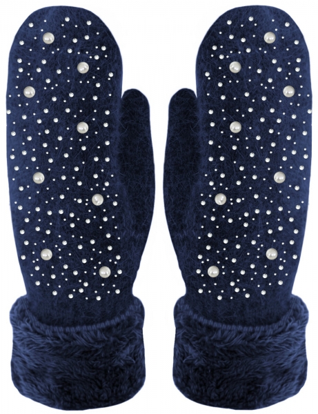Handschuhe Fäustlinge mit Perlen und Glitzer Strick Handschuhe gefüttert