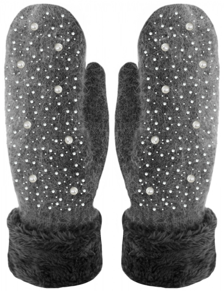 Handschuhe Fäustlinge mit Perlen und Glitzer Strick Handschuhe gefüttert