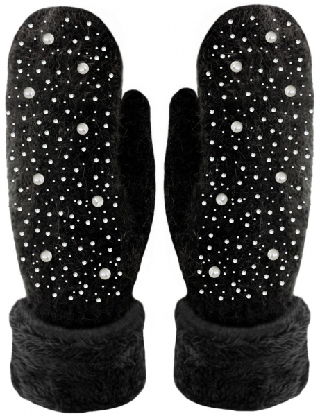 Handschuhe Fäustlinge mit Perlen und Glitzer Strick Handschuhe gefüttert