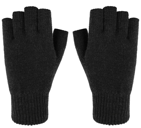 Handschuhe gefüttert Fingerlose Herren Strick Handschuhe Schwarz