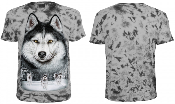 T-Shirt Husky Schlittenhund Batik  Shirt