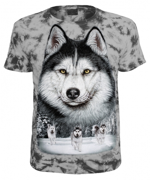 T-Shirt Husky Schlittenhund Batik  Shirt