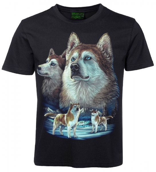 T-Shirt Husky Siberian Wölfe Wolfsrudel Shirt