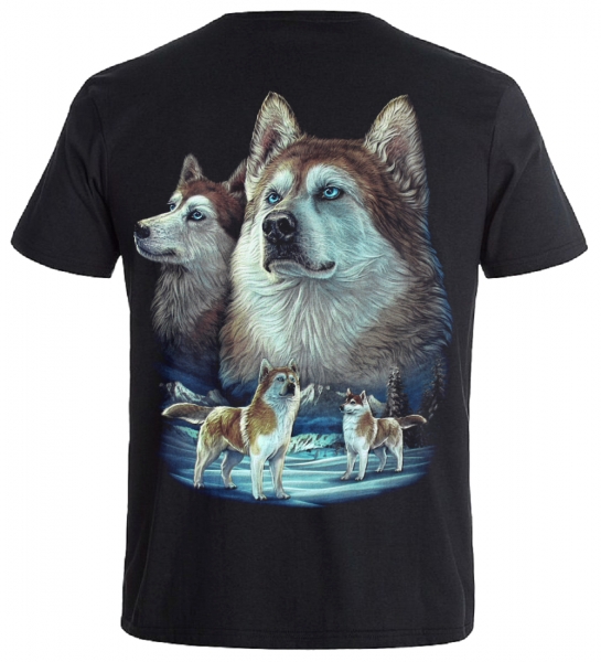 T-Shirt Husky Siberian Wölfe Wolfsrudel Shirt