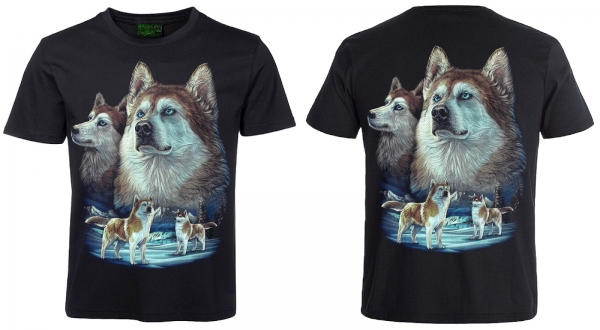 T-Shirt Husky Siberian Wölfe Wolfsrudel Shirt