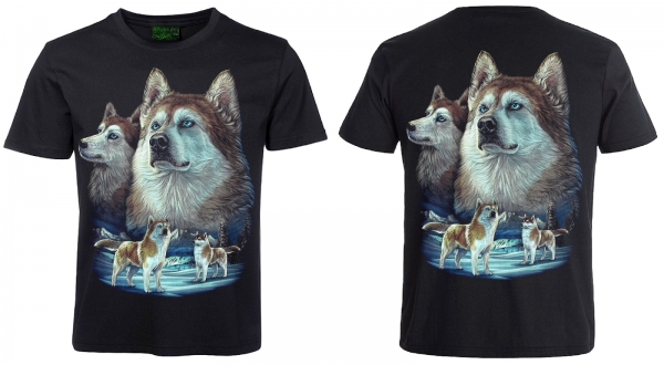 T-Shirt Husky Siberean Wölfe Wolfsrudel Shirt