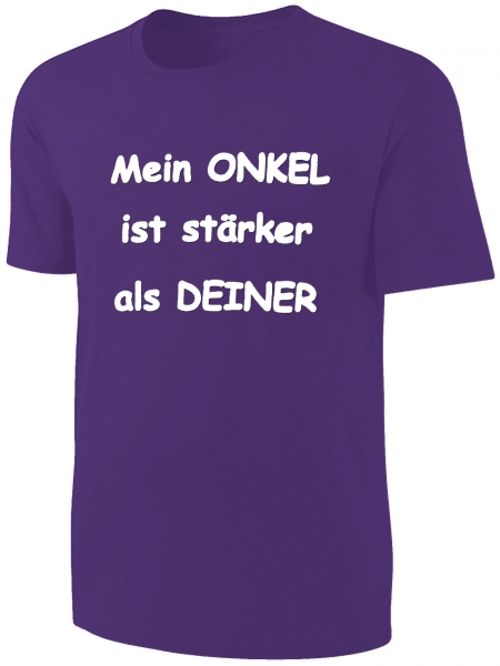 Kinder Sprüche T-Shirt Mein Onkel ist stärker als deiner - Lila