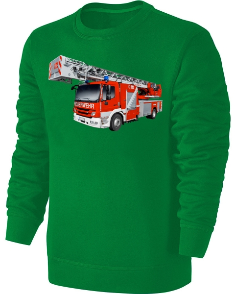 Feuerwehrauto Kinder Sweatshirt Feuerwehr Pullover Pulli Hoodie Grün