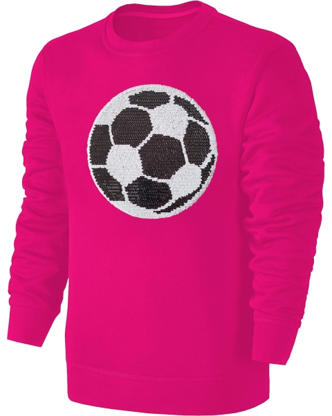 Kinder Fußball Wendepailletten Sweatshirt - EM WM Mädchen Fussball Streichel Pullover Pulli Hoodie - Pink