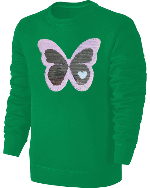 Kinder Schmetterling Wendepailletten Sweatshirt - Glitzer Falter Tagfalter Streichel Pullover Pulli Hoodie - Grün