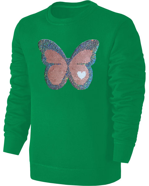 Kinder Schmetterling Wendepailletten Sweatshirt - Glitzer Falter Tagfalter Streichel Pullover Pulli Hoodie - Grün