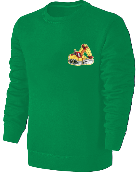 Kinder Bagger Stickerei Sweatshirt - Pullover Pulli Hoodie - Grün