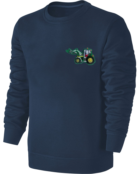 Kinder Traktor Stickerei Sweatshirt - Schlepper Pullover Pulli Hoodie - Blau