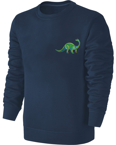 Kinder Langhals Dino Stickerei Sweatshirt - Dinosaurier Pullover Pulli Hoodie - Blau