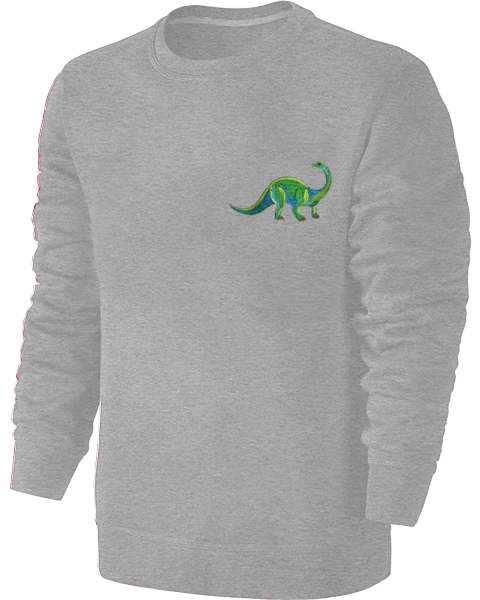 Kinder Langhals Dino Stickerei Sweatshirt - Dinosaurier Pullover Pulli Hoodie - Grau