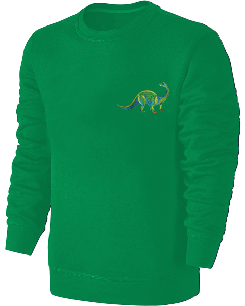 Kinder Langhals Dino Stickerei Sweatshirt - Dinosaurier Pullover Pulli Hoodie - Grün