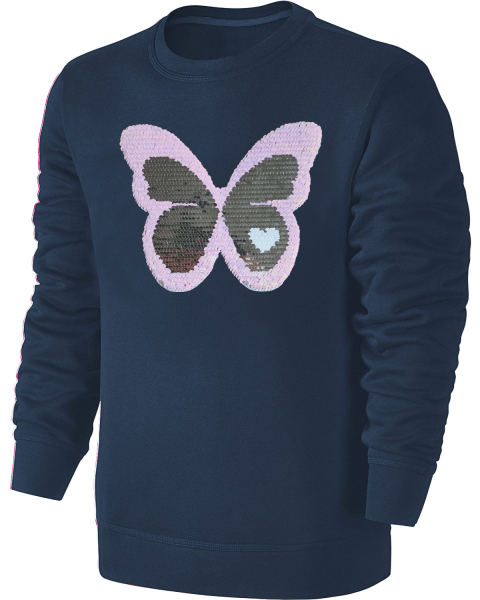 Kinder Schmetterling Wendepailletten Sweatshirt - Glitzer Falter Tagfalter Streichel Pullover Pulli Hoodie - Blau