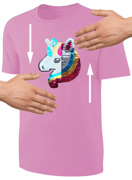 Mädchen Wendepailletten T-Shirt Einhorn - Kinder Streichel-Shirt - Rosa