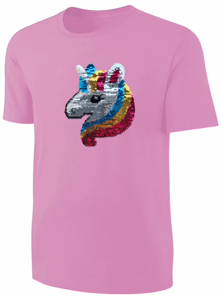 Mädchen Wendepailletten T-Shirt Einhorn - Kinder Streichel-Shirt - Rosa