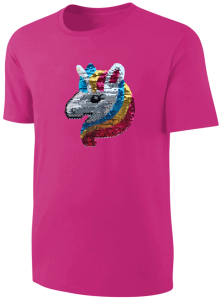 Mädchen Wendepailletten T-Shirt Einhorn - Kinder Streichel-Shirt - Pink