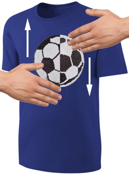 Kinder Fußball Wendepailletten T-Shirt - EM WM Jungen Jungs Streichel Shirt - Blau