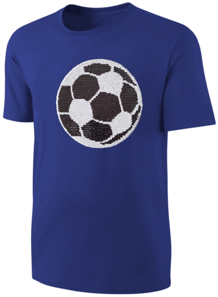 Kinder Fußball Wendepailletten T-Shirt - EM WM Jungen Jungs Streichel Shirt - Blau