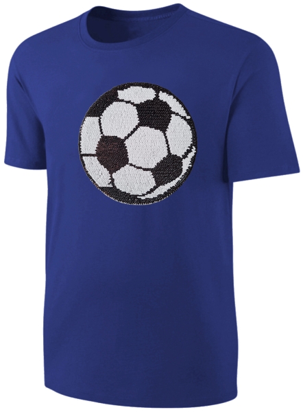 Kinder Fußball Wendepailletten T-Shirt - EM WM Jungen Jungs Streichel Shirt - Blau