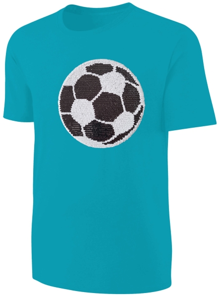 Kinder Fußball Wendepailletten T-Shirt - EM WM Jungen Jungs Streichel Shirt - Türkis