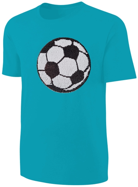 Kinder Fußball Wendepailletten T-Shirt - EM WM Jungen Jungs Streichel Shirt - Türkis