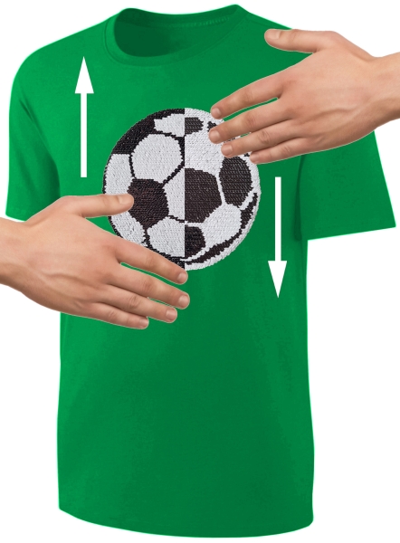 Kinder Fußball Wendepailletten T-Shirt - EM WM Fussball Streichel Shirt - Grün