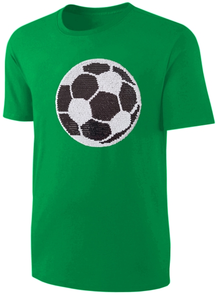 Kinder Fußball Wendepailletten T-Shirt - EM WM Fussball Streichel Shirt - Grün