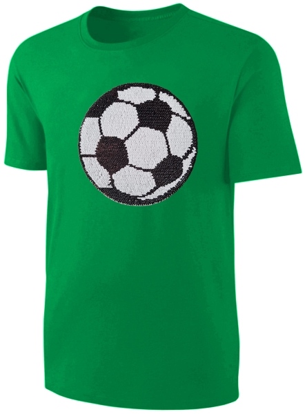 Kinder Fußball Wendepailletten T-Shirt - EM WM Fussball Streichel Shirt - Grün