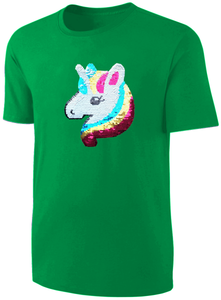 Kinder Einhorn Wendepailletten T-Shirt - Unicorn Streichel-Shirt - Grün