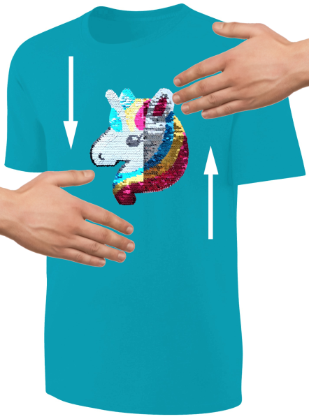 Kinder Einhorn Wendepailletten T-Shirt - Unicorn Streichel-Shirt - Türkis