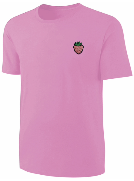 Kinder Himbeere Stickerei T-Shirt - Mädchen Früchte Shirt Rosa